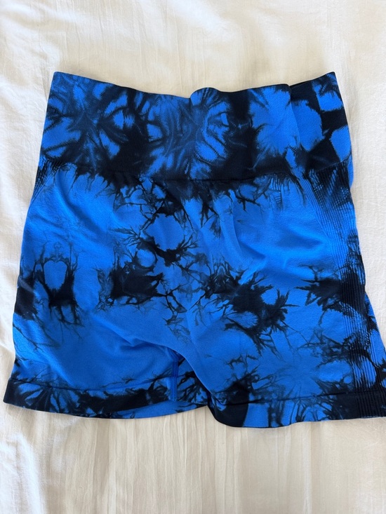 Pants - Scrunch Booty Blue & Black Tie-Dye Athletic Shorts